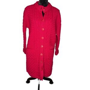 ARAN CRAFT Red Fisherman Cardigan